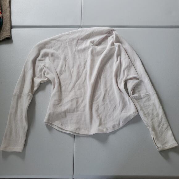 We The Free Shirt Womens Medium Waffle Knit Thermal Long Sleeve Top Free People - Picture 2 of 9